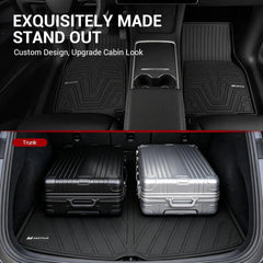 All Weather Floor Mats For 2025 2026 Tesla Model Y Juniper, Odorless Waterproof TPE Floor Liners Full Set with Cargo Trunk & Backrest Mats (Standard 5-Seat Only)