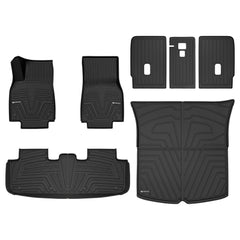 All Weather Floor Mats For 2025 2026 Tesla Model Y Juniper, Odorless Waterproof TPE Floor Liners Full Set with Cargo Trunk & Backrest Mats (Standard 5-Seat Only)