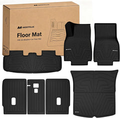 All Weather Floor Mats For 2025 2026 Tesla Model Y Juniper, Odorless Waterproof TPE Floor Liners Full Set with Cargo Trunk & Backrest Mats (Standard 5-Seat Only)