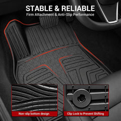 All Weather Floor Mats For 2025-2026 Tesla Model Y Juniper (Not Fit 7 Seat and Standard) with Rear Cargo Liners, Seat Cover Protector