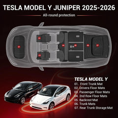 All Weather Floor Mats For 2025-2026 Tesla Model Y Juniper (Not Fit 7 Seat and Standard) with Rear Cargo Liners, Seat Cover Protector