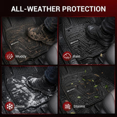 All Weather Floor Mats For 2018-2023 Toyota Tacoma SR/SR5/TRD/Limited/Trail Only for Double Cab and Automatic, TPE Durable Non-Slip Floor Liners