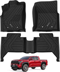 All Weather Floor Mats For 2018-2023 Toyota Tacoma SR/SR5/TRD/Limited/Trail Only for Double Cab and Automatic, TPE Durable Non-Slip Floor Liners
