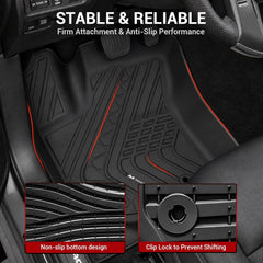 All Weather Floor Mats For 2018-2023 Toyota Tacoma SR/SR5/TRD/Limited/Trail Only for Double Cab and Automatic, TPE Durable Non-Slip Floor Liners