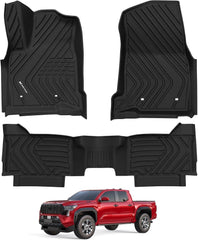 All Weather Floor Mats For 2024-2026 Toyota Tacoma Double Cab (Not fit Hybrid), Custom Fit Front & Rear 2 Row Floor Liners