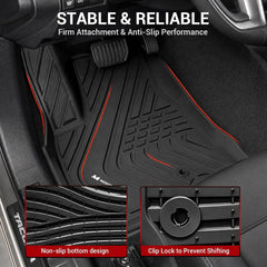 All Weather Floor Mats For 2024-2026 Toyota Tacoma Double Cab (Not fit Hybrid), Custom Fit Front & Rear 2 Row Floor Liners