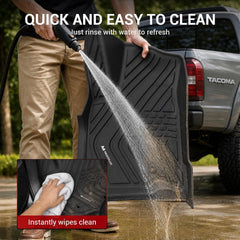All Weather Floor Mats For 2024-2026 Toyota Tacoma Double Cab (Not fit Hybrid), Custom Fit Front & Rear 2 Row Floor Liners