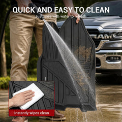 All Weather Floor Mats For 2025-2026 Ram 1500 Crew Cab with Rear Under-Seat Factory Storage Bucket Seat, TPE Durable Floor Liners