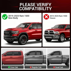 All Weather Floor Mats For 2019-2024 Ram 1500 & 2021-2024 1500 TRX Crew Cab with Rear Under-Seat Storage Bucket Seat (NOT Fit for Classic Model), TPE Custom Fit Front & Rear Floor Liners