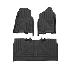 All Weather Floor Mats For 2019-2024 Ram 1500 & 2021-2024 1500 TRX Crew Cab with Rear Under-Seat Storage Bucket Seat (NOT Fit for Classic Model), TPE Custom Fit Front & Rear Floor Liners