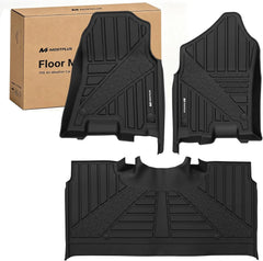 All Weather Floor Mats For 2019-2024 Ram 1500 & 2021-2024 1500 TRX Crew Cab with Rear Under-Seat Storage Bucket Seat (NOT Fit for Classic Model), TPE Custom Fit Front & Rear Floor Liners