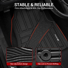 All Weather Floor Mats For 2019-2024 Ram 1500 & 2021-2024 1500 TRX Crew Cab with Rear Under-Seat Storage Bucket Seat (NOT Fit for Classic Model), TPE Custom Fit Front & Rear Floor Liners