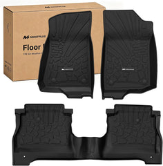 All Weather Floor Mats For 2020-2026 Jeep Gladiator JT, Custom Fit 1st & 2nd Row Full Set TPE Floor Liners