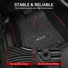 All Weather Floor Mats For 2020-2026 Jeep Gladiator JT, Custom Fit 1st & 2nd Row Full Set TPE Floor Liners