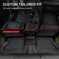 All Weather Floor Mats For 2018-2026 Jeep Wrangler JL Unlimited 4 Door Gas & MHEV (Not for JK, PHEV or 2-Door Models), TPE Custom 1st & 2nd Row Floor Liners