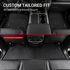 All Weather Floor Mats For 2015-2026 Ford F-150 SuperCrew, 2022-2026 F150 Lightning (Rear w/o U-Seat Flat Storage), Custom Fit 1st & 2nd Row Floor Liners