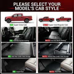 All Weather Floor Mats For 2015-2026 Ford F-150 SuperCrew, 2022-2026 F150 Lightning (Rear w/o U-Seat Flat Storage), Custom Fit 1st & 2nd Row Floor Liners