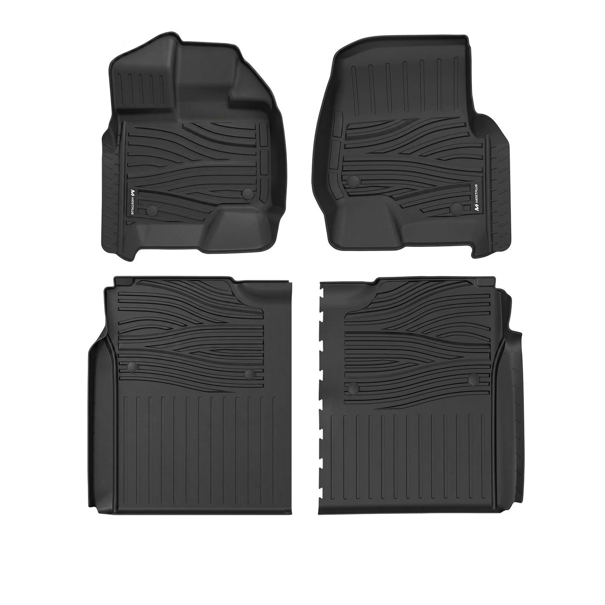 All Weather Floor Mats For 2015-2026 Ford F-150 SuperCrew, 2022-2026 F150 Lightning (Rear w/o U-Seat Flat Storage), Custom Fit 1st & 2nd Row Floor Liners