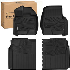 All Weather Floor Mats For 2015-2026 Ford F-150 SuperCrew, 2022-2026 F150 Lightning (Rear w/o U-Seat Flat Storage), Custom Fit 1st & 2nd Row Floor Liners