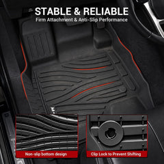 All Weather Floor Mats For 2015-2026 Ford F-150 SuperCrew, 2022-2026 F150 Lightning (Rear w/o U-Seat Flat Storage), Custom Fit 1st & 2nd Row Floor Liners