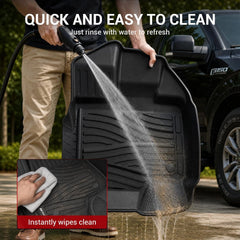 All Weather Floor Mats For 2015-2026 Ford F-150 SuperCrew, 2022-2026 F150 Lightning (Rear w/o U-Seat Flat Storage), Custom Fit 1st & 2nd Row Floor Liners