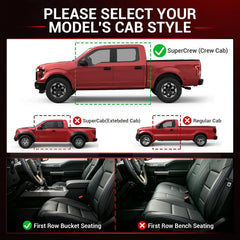 All Weather Floor Mats For 2017-2026 Ford F250 F350 F450 F550 Super Duty Crew Cab (Rear W/Fold-Flat Storage), TPE Custom Fit 1st & 2nd Row Floor Liners