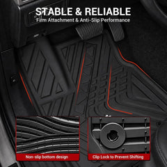 All Weather Floor Mats For 2017-2026 Ford F250 F350 F450 F550 Super Duty Crew Cab (Rear W/Fold-Flat Storage), TPE Custom Fit 1st & 2nd Row Floor Liners