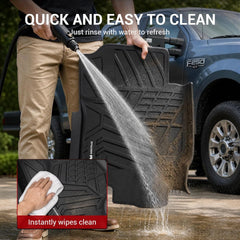 All Weather Floor Mats For 2017-2026 Ford F250 F350 F450 F550 Super Duty Crew Cab (Rear W/Fold-Flat Storage), TPE Custom Fit 1st & 2nd Row Floor Liners