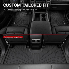 All Weather Floor Mats For 2017-2026 Ford F250 F350 F450 F550 Super Duty Crew Cab (Rear W/Fold-Flat Storage), TPE Custom Fit 1st & 2nd Row Floor Liners