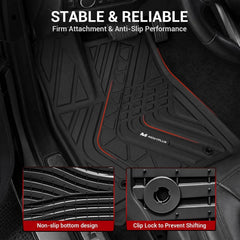 All Weather Floor Mats For 2021-2026 Ford Bronco 4-Door Models Only (Not for Sport & Rubberized Floor), Custom Fit 1st & 2nd Row Floor Liners