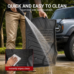 All Weather Floor Mats For 2021-2026 Ford Bronco 4-Door Models Only (Not for Sport & Rubberized Floor), Custom Fit 1st & 2nd Row Floor Liners