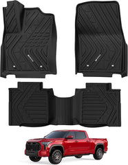 All Weather Floor Mats For 2022-2026 Toyota Tundra CrewMax Cab SR/SR5/TRD PRO/Limited/Platinum/Castone, Custom Fit 1st & 2nd Row Floor Liners