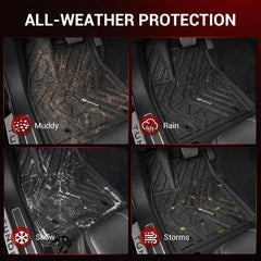 All Weather Floor Mats For 2022-2026 Toyota Tundra CrewMax Cab SR/SR5/TRD PRO/Limited/Platinum/Castone, Custom Fit 1st & 2nd Row Floor Liners