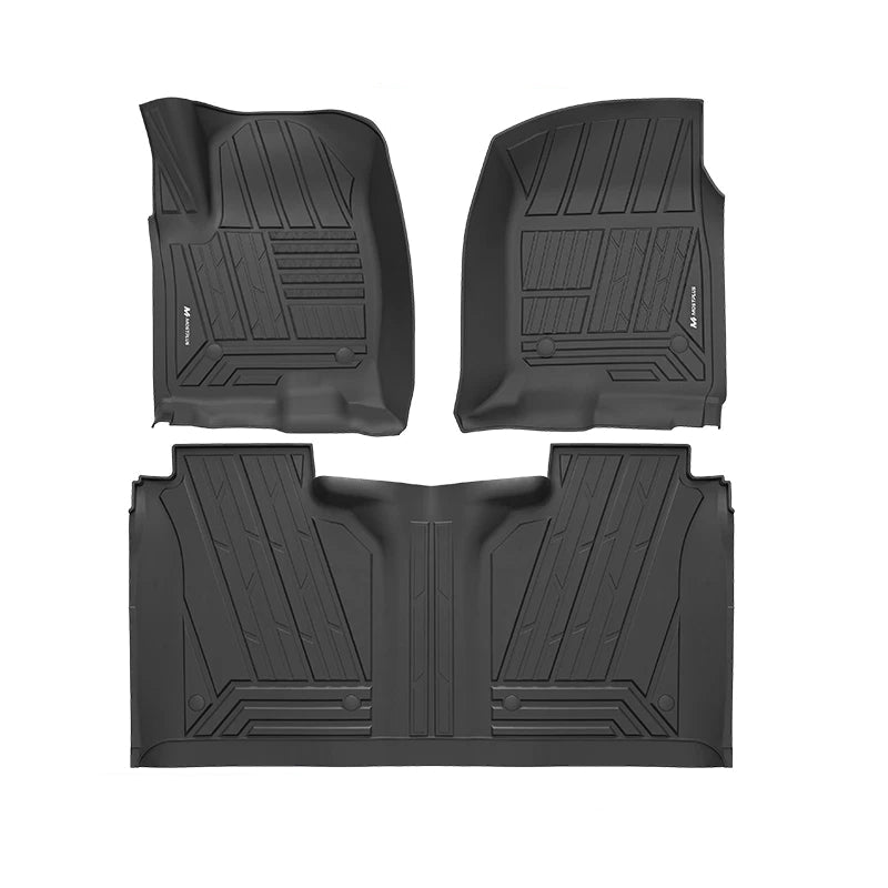 All Weather Floor Mats For 2019-2026 Chevrolet Silverado/GMC Sierra 1500 & 2020-2026 Silverado/Sierra 2500HD/3500HD Crew Cab, TPE Custom Fit Floor Liners Row Mats for Rear Under-Seat Storage