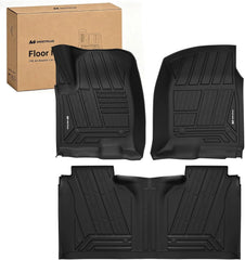All Weather Floor Mats For 2019-2026 Chevrolet Silverado/GMC Sierra 1500 & 2020-2026 Silverado/Sierra 2500HD/3500HD Crew Cab, TPE Custom Fit Floor Liners Row Mats for Rear Under-Seat Storage