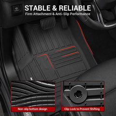 All Weather Floor Mats For 2019-2026 Chevrolet Silverado/GMC Sierra 1500 & 2020-2026 Silverado/Sierra 2500HD/3500HD Crew Cab, TPE Custom Fit Floor Liners Row Mats for Rear Under-Seat Storage