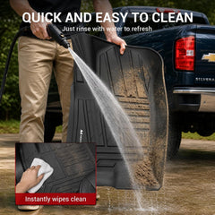 All Weather Floor Mats For 2019-2026 Chevrolet Silverado/GMC Sierra 1500 & 2020-2026 Silverado/Sierra 2500HD/3500HD Crew Cab, TPE Custom Fit Floor Liners Row Mats for Rear Under-Seat Storage