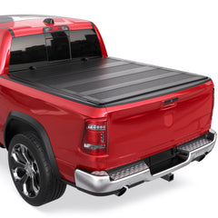 5.7FT 4-Fold Flush-Mount FRP Hard Tonneau Cover For 2019-2025 Ram 1500 w/o RamBox Truck Bed Low-Profile Style