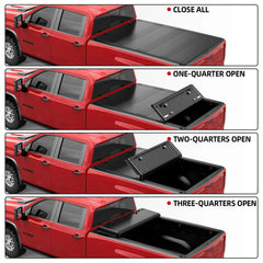 6FT 4-Fold Flush-Mount Hard Tonneau Cover For 2005-2021 Nissan Frontier Truck Bed Low-Profile Style