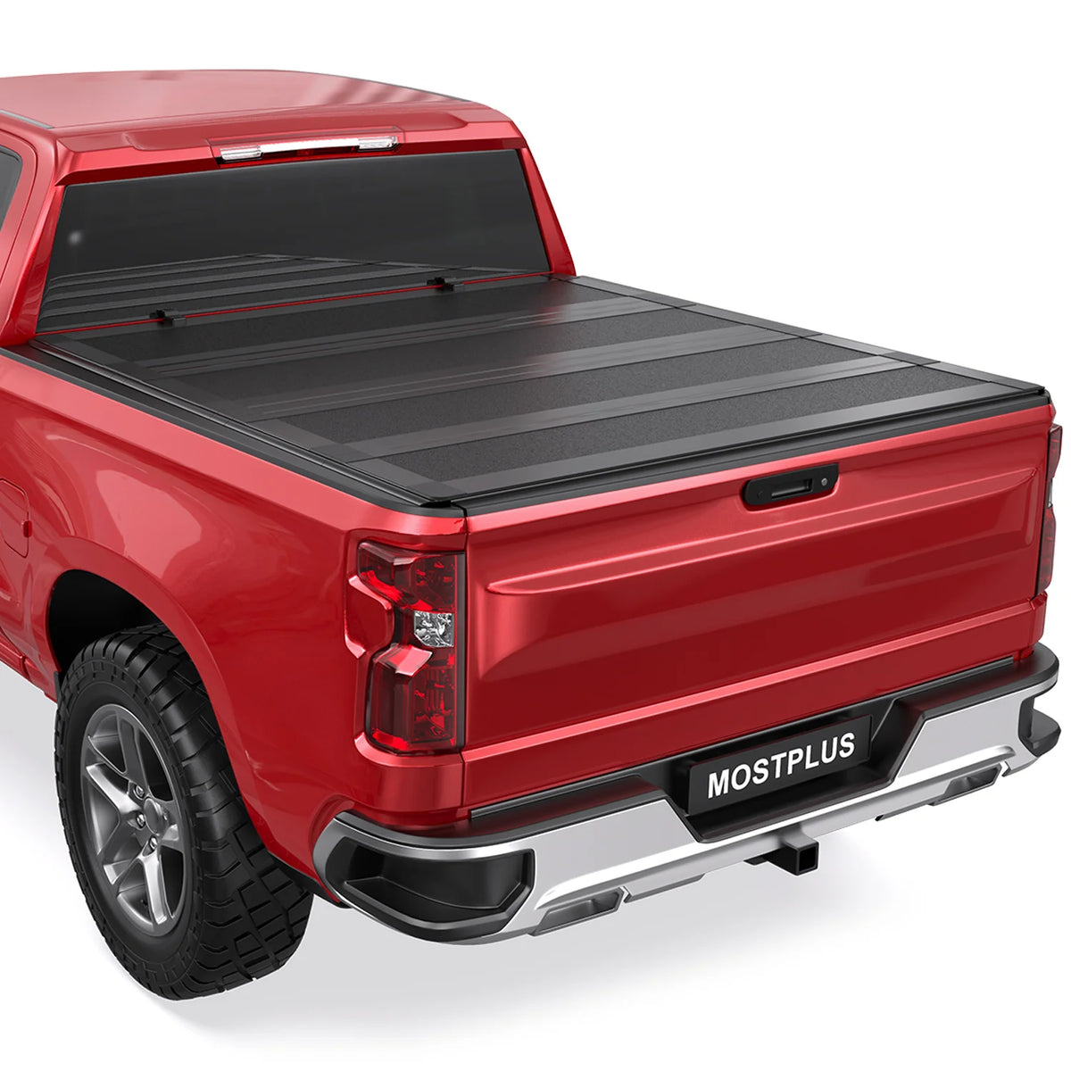 5.8FT Hard Quad-Fold Flush-Mount Tonneau Cover For 2014-2018 Chevrolet Silverado GMC Sierra 1500 Truck Bed, Aluminum Half Low-Profile Style