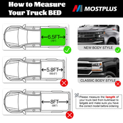6.5FT FRP Hard Tri-Fold Truck Tonneau Cover For 2007-2013 Chevy Silverado GMC Sierra 1500/ 2500HD/ 3500HD Truck Bed, On Top Style