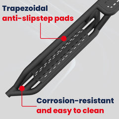 6" Black Running Boards Side Steps Two-Stair Design For 2015-2022 Ford F150, For 2017-2022 Ford F250 Super Duty SuperCrew/ Crew Cab 4 Full Size Doors