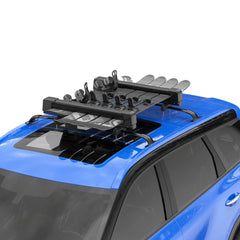 Black Universal Mount Lockable Ski & Snowboard Roof Rack Carriers Cross Bars w/ Keys & Rubber Padding