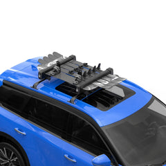 Black Universal Mount Lockable Ski & Snowboard Roof Rack Carriers Cross Bars w/ Keys & Rubber Padding
