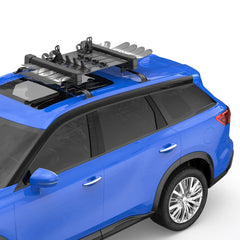 Black Universal Mount Lockable Ski & Snowboard Roof Rack Carriers Cross Bars w/ Keys & Rubber Padding