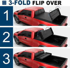 6.8 FT Tri Fold Soft Tonneau Cover For 1999-2016 Ford F250/F350/F450 Super Duty Styleside Truck Bed