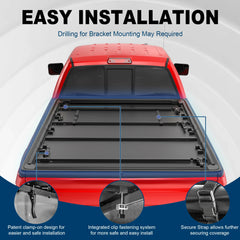 6.8 FT Tri Fold Soft Tonneau Cover For 1999-2016 Ford F250/F350/F450 Super Duty Styleside Truck Bed