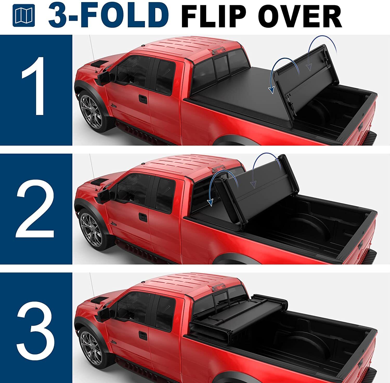 4.6FT Tri-Fold Soft Tonneau Cover For 2022 2023 Ford Maverick Truck Be ...