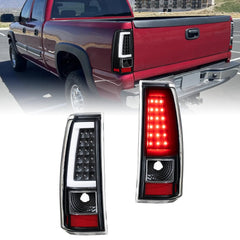 Black LED Tail Lights For 2003-2006 Chevy Silverado GMC Sierra 1500 2500HD 3500 (Not For Stepside Bed Models) LH+RH