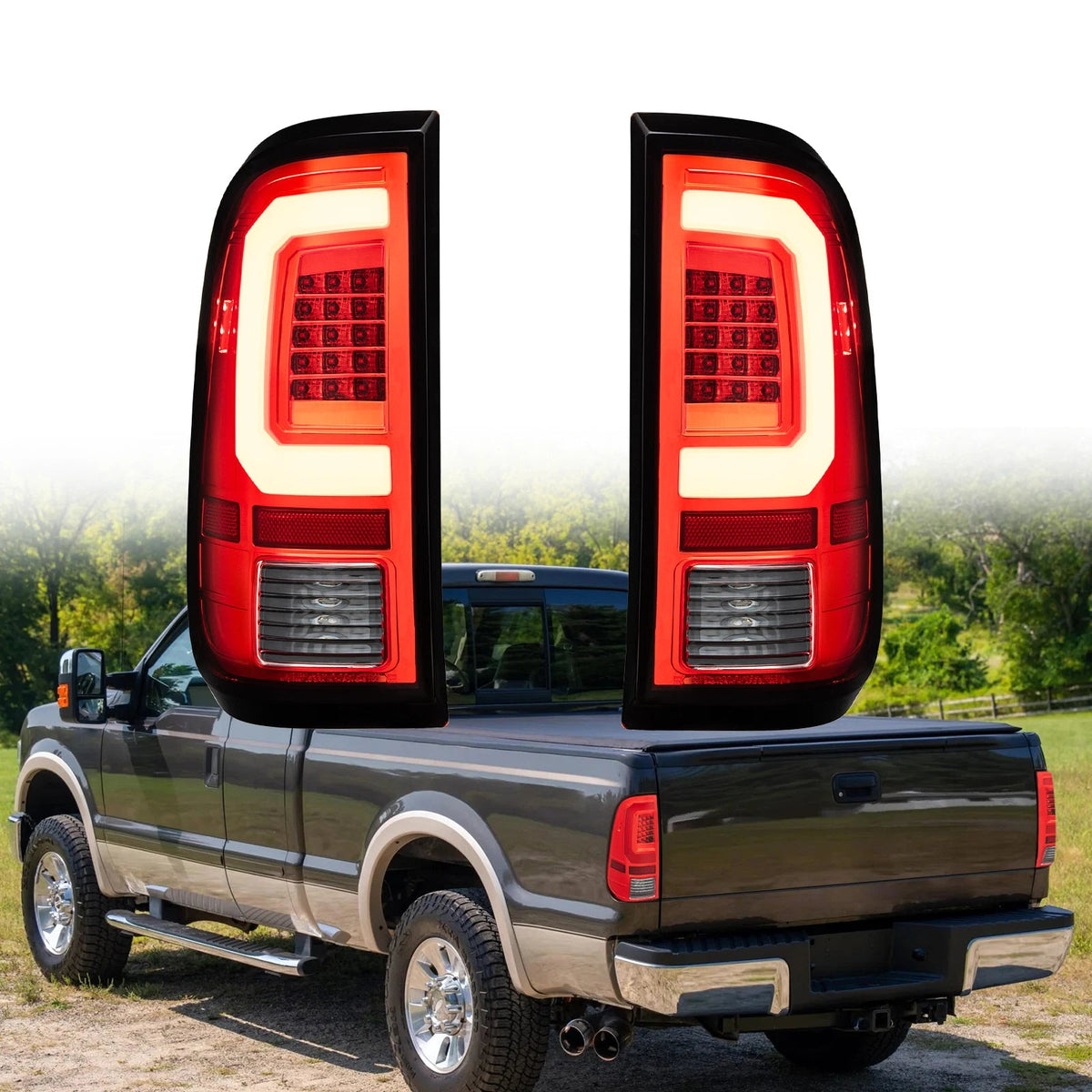 Red LED Tail Lights For 2008-2016 Ford F250 F350 F450 F550 Super Duty LH+RH
